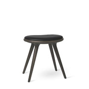 Low Stool, 19" by Space Copenhagen for Mater Furniture Mater Sirka Grey Stain Beech - Black Leather Seat 