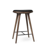 High Stool, Kitchen Height, 27.1" by Space Copenhagen for Mater Furniture Mater Dark Stain Oak - Black Leather Seat 