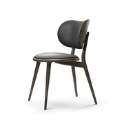The Dining Chair by Space Copenhagen for Mater Furniture Mater Sirka Grey Stain Oak - Black Leather Seat 