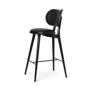 High Stool Backrest, Bar Height, 29.1" by Space Copenhagen for Mater Furniture Mater Black Stain Beech - Black Leather Seat 