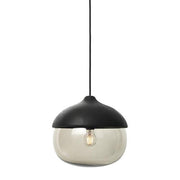 Terho Pendant Lamp, Large, 12" by Maija Puoskari for Mater Lighting Mater Black Stain Lacquered - Smoked Transparent Glass 