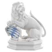Bavarian Lion on Pedestal, 4.7" by Nymphenburg Porcelain Nymphenburg Porcelain Left Arm Up 