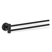Basic HTH2 Wall-Mounted Double Prong Swivel Towel Rack, 15.7" by Decor Walther Towel Racks & Holders Decor Walther Black Matte 