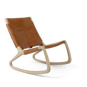 Rocker Chair by Shawn Place for Mater Furniture Mater Matte Lacquered Oak - Harness Whiskey Full Grain Leather 