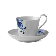 Blue Fluted Mega High Handle Tea Cup and Saucer by Royal Copenhagen Dinnerware Royal Copenhagen 