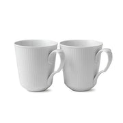 White Fluted Mug, Set of 2 by Royal Copenhagen Dinnerware Royal Copenhagen 12.25 oz 