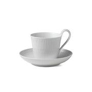 White Fluted High Handle Cup & Saucer by Royal Copenhagen Dinnerware Royal Copenhagen 