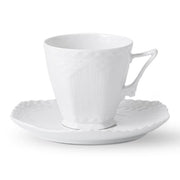 White Fluted Full Lace Coffee Cup & Saucer by Royal Copenhagen Dinnerware Royal Copenhagen 