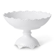 White Fluted Full Lace Footed Compote, 11" by Royal Copenhagen Dinnerware Royal Copenhagen 