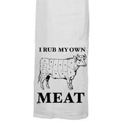 Amusing Tea or Kitchen Flour Sack Towels by Twisted Wares CLEARANCE Tea Towel Twisted Wares I Rub My Own Meat 