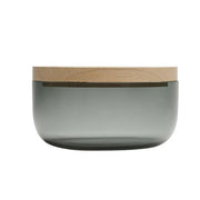 Bathroom Container Glass Collection by Vincent Van Duysen for When Objects Work Container When Objects Work Black Glass Oak Lid 5.9" x 2.8"; .79" Lid