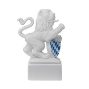 Bavarian Lion on Pedestal, 3.9" by Nymphenburg Porcelain Nymphenburg Porcelain Right Arm Up 