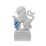 Bavarian Lion on Pedestal, 3.9" by Nymphenburg Porcelain Nymphenburg Porcelain Left Arm Up 