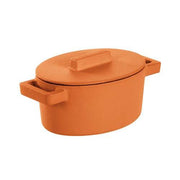 Terracotto Cast Iron Oval Casserole Pot with Lid, Curry/Orange by Sambonet Cookware Sambonet 