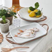 New Living Rectangular White Porcelain Dish with Holder by Sambonet Serving Tray Sambonet 
