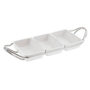 New Living Rectangular Hors d'oeuvre Tray with Holder by Sambonet Serving Tray Sambonet Silverplated on Stainless Steel 