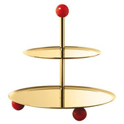 Penelope 2-Tier Pastry Stand, PVD Gold with Carnelian Red by Sambonet Dinnerware Sambonet 