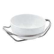 New Living Round White Porcelain Spaghetti Dish with Holder by Sambonet Serving Tray Sambonet Antico Stainless Steel Small 10.5" 