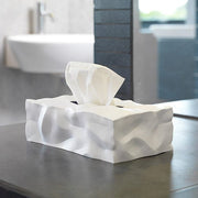 Wipy Crinkle Rectangular Tissue Box Cover by Essey Facial Tissue Holders Essey White 