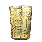 Fleur-de-Lys Antiqued Mercury Glass Tealight Candleholder Amusespot Gold 