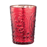 Fleur-de-Lys Antiqued Mercury Glass Tealight Candleholder Amusespot Red 