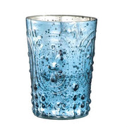 Fleur-de-Lys Antiqued Mercury Glass Tealight Candleholder Amusespot Blue 