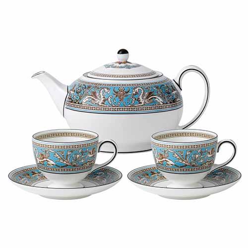 Florentine Turquoise 3-Piece Tea Set by Wedgwood - Amusespot