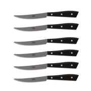 Compendio Steak Knives with Grey Blades and Lucite Handles, Set of 6 by Berti Knive Set Berti Black Lucite 