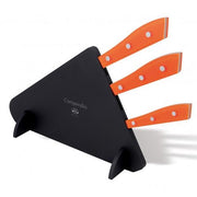 Compendio Kitchen Knives with Polished Blades and Lucite Handles, Set of 3 by Berti Knive Set Berti Orange Lucite 
