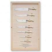 Wall Displays of 7 Kitchen Knives with Lucite Handles by Berti Knive Set Berti White lucite 