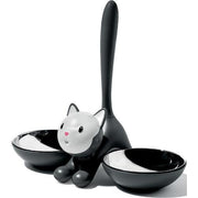 Tigrito Cat Double Bowl by Miriam Mirri for Alessi Cat Alessi Black 