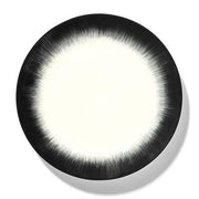 Dé Porcelain Plate, Off-White/Black Var 4, Set of 2 by Ann Demeulemeester for Serax Dinnerware Serax Luncheon Plate 9.4" Set of 2 
