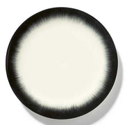 Dé Porcelain Plate, Off-White/Black Var 4, Set of 2 by Ann Demeulemeester for Serax Dinnerware Serax Dinner Plate 11" Set of 2 