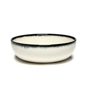 Dé Porcelain High Plate, Off-White/Black Var A, Set of 2 by Ann Demeulemeester for Serax Dinnerware Serax 5.1" Set of 2 