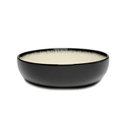 Dé Porcelain High Plate, Off-White/Black Var D, Set of 2 by Ann Demeulemeester for Serax Dinnerware Serax 5.1" Set of 2 