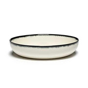 Dé Porcelain High Plate, Off-White/Black Var A, Set of 2 by Ann Demeulemeester for Serax Dinnerware Serax 7.2" Set of 2 