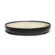 Dé Porcelain High Plate, Off-White/Black Var D, Set of 2 by Ann Demeulemeester for Serax Dinnerware Serax 9.4" Set of 2 
