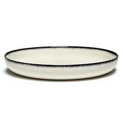 Dé Porcelain High Plate, Off-White/Black Var A, Set of 2 by Ann Demeulemeester for Serax Dinnerware Serax 10.6" Set of 2 