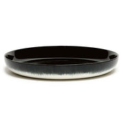 Dé Porcelain High Plate, Off-White/Black Var B, Set of 2 by Ann Demeulemeester for Serax Dinnerware Serax 10.6" Set of 2 