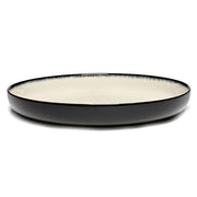 Dé Porcelain High Plate, Off-White/Black Var D, Set of 2 by Ann Demeulemeester for Serax Dinnerware Serax 10.6" Set of 2 