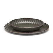 Inku Stoneware Oval Serving Bowl, Green, 7.4" x 5", Set of 2 by Sergio Herman for Serax Dinnerware Serax 