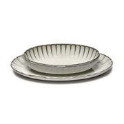 Inku Stoneware Oval Serving Bowl, White, 7.4" x 5", Set of 2 by Sergio Herman for Serax Dinnerware Serax 