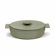 Surface Enameled L Cast Iron Low Casserole, 87.9 oz. with Lid by Sergio Herman for Serax Casserole Dishes Serax Camo Green 