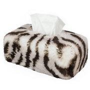 Faux Fur Tissue Box Cover, Square or Rectangle by Evelyne Prelonge Paris Tissue Box Evelyne Prelonge White Tiger Rectangle 