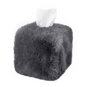 Faux Fur Tissue Box Cover, Square or Rectangle by Evelyne Prelonge Paris Tissue Box Evelyne Prelonge Smokey Grey Square 