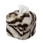 Faux Fur Tissue Box Cover, Square or Rectangle by Evelyne Prelonge Paris Tissue Box Evelyne Prelonge White Tiger Square 
