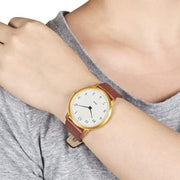 Bodoni Brass Watch by Tibor Kalman for M&Co Watch Projects Watches 40 mM Brown Leather 