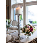 Giovanna Tall Pewter and Glass Hurricane Candle Holder, 34.75" h by Arte Italica Candleholder Arte Italica 