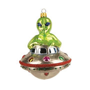UFO Alien Glass Ornament, 4.3" Holiday Ornaments Amusespot 