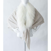 Faux Fur and Cashmere Rectangular Stole or Shawl by Evelyne Prelonge Paris Scarves Evelyne Prelonge Himalayan Ivory 